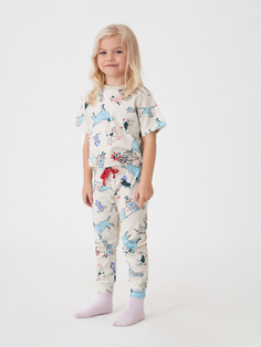 Пижама с принтом для девочек (принт, 104-110) Sela