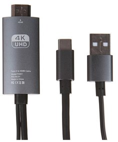 Кабель Red Line HDMI - Type-C+USB(питание), HDCP, 60гц 4к, 2 метра, черный