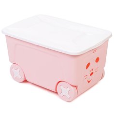 Ящик для игрушек 50 л, на колесах, пластик, розовый, Пластик Репаблик, Little Angel Cool, LA1032RSP