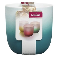 Держатель для свечи BOLSIUS Подсвечник Bolsius 75/70 бело-бирюзовый - для чайных свечей