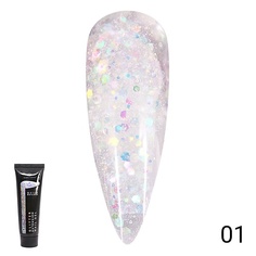 Полигель GLOBAL FASHION Цветной полигель с глиттером 01