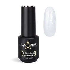 Базовое покрытие для ногтей ALL STAR PROFESSIONAL Каучуковая камуфлирующая база с шиммером, RUBBER BASE "Gloss Milk"