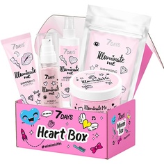 Набор средств для ухода за телом 7DAYS Подарочный набор для женщин по уходу за кожей лица и тела HEART BOX 302