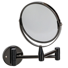 Аксессуары для макияжа SWENSA Зеркало косметическое d=15см 2-стороннее, настенное, черный, никелированный металл