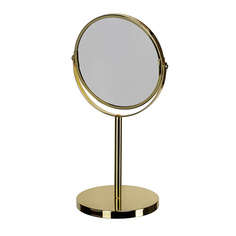 Аксессуары для макияжа SWENSA Зеркало косметическое d=17см 2-стороннее, настольное, золотой