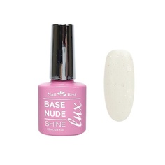 Лак NAIL BEST База белая камуфлирующая Lux Base Sparkle White c блестками