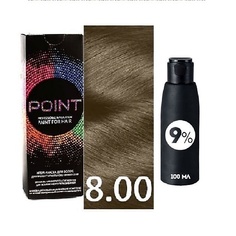 POINT Краска для волос, тон №8.00, Блондин для седых волос + Оксид 9%