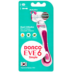 Станок для бритья DORCO Женская бритва с 2 сменными кассетами EVE6, 6-лезвийная