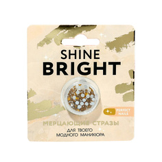 Набор для дизайна ногтей BEAUTY FOX Стразы для декора ногтей Shine bright, цвет золотистый