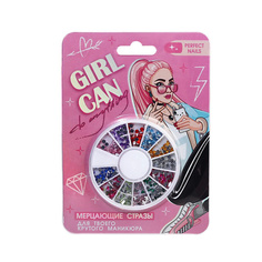Набор для дизайна ногтей BEAUTY FOX Набор фигурных страз для декора ногтей Girl can!, 12 цветов