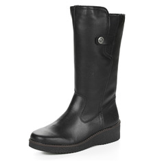 Сапоги Черные утепленные сапоги из натуральной кожи на утолщенной подошве Rieker