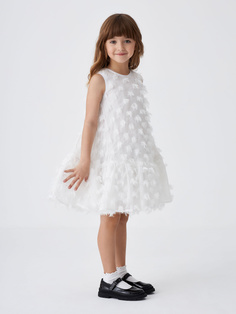 Платье из перьев для девочек (белый, 116) Sela