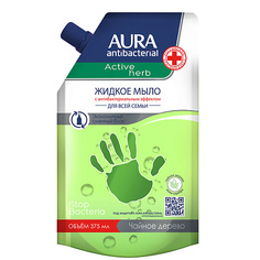 Средства для душа AURA Antibacterial Жидкое мыло с антибактериальным эффектом Active Herb Чайное дерево 375