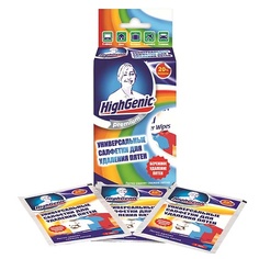 Пятновыводитель HIGHGENIC Универсальные салфетки для удаления пятен 10