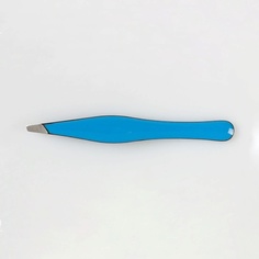 ZINGER Пинцет скошенный, с округлой ручкой, голубой (эмаль)