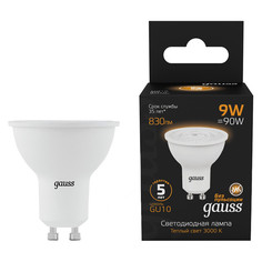 Лампы светодиодные лампа светодиодная GAUSS 9Вт GU10 LED 830Лм 3000К MR16 рефлектор прозрачный