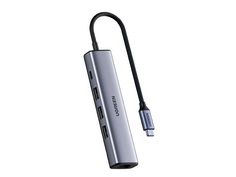 Хаб Ugreen CM475 USB-C to 3xUSB3.0 Hub+RJ45 Grey 60600