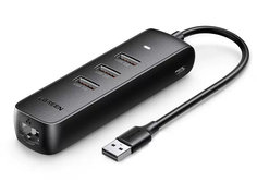 Хаб Ugreen CM416 USB 2.0 to 3xUSB 2.0+RJ45 Black 20984
