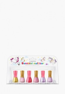 Набор лаков для ногтей Limoni BAMBINI Nail Bar set №24, на водной основе, тон 02-04-06-10-11-12, 6 шт. х 7 мл