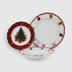 Набор тарелок Porcelana Bogucice Red Christmas 3 вида на 1 персону