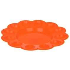 Тарелка обеденная, пластик, 23.6 см, круглая, Пасхальная мандарин