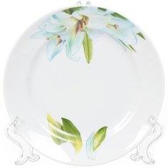 Тарелка обеденная, керамика, 17.5 см, круглая, Идиллия Цветущая лилия, Добрушский фарфоровый завод, 7С1728Ф34