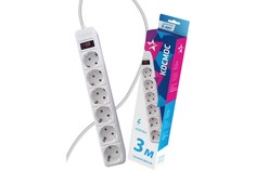 Сетевой фильтр Космос FKsm3m-6g(W)16A белый на 6 гнезд с заземлением