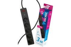 Сетевой фильтр Космос FKsm3m-5g(B)USB черный на 5 гнезд с заземлением