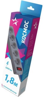 Сетевой фильтр Космос FKsm1.8m-5g(G) серый на 5 гнезд