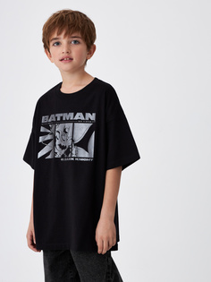 Черная футболка с принтом Batman для мальчиков (черный, 158) Sela