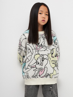 Вязаный джемпер с принтом Looney Tunes для девочек (принт, 146) Sela