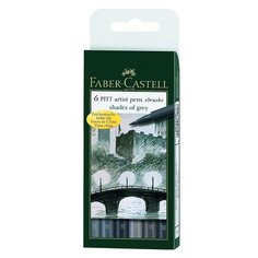 Набор капиллярных ручек Faber-Castell Рitt Shades Оf Grey, 6 цветов