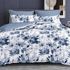 Постельное белье евростандарт, простыня 200х220 см, 2 наволочки 70х70 см, пододеяльник 200х220 см, Адель, поплин, Одиссея