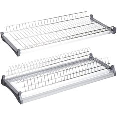 Сушилка для посуды, металл, пластик, 2 яруса, с поддоном, 50 см, с алюминиевым профилем, хром, U000025