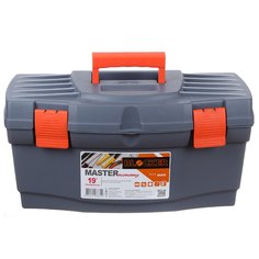 Ящик для инструментов, 19 , 49х26х26 см, пластик, Blocker, Master Economy, пластиковый замок, с лотком, серо-свинцовый, оранжевый, BR6003СРСВЦОР