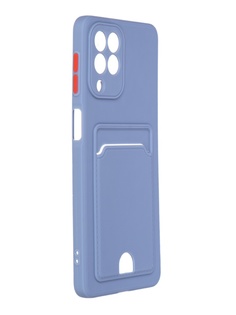 Чехол DF для Samsung Galaxy M53 Silicone с отделением для карты Grey-Blue sCardCase-04