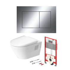 Комплект инсталляции Тесе 9400412.WCD Base 2,0 c подвесным унитазом Duravit D-Neo, панель TECEnow, хром глянец
