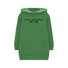 Хлопковое мини-платье с капюшоном Philosophy di Lorenzo Serafini Kids