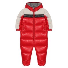 Пуховый комбинезон на молнии с капюшоном Moncler Enfant