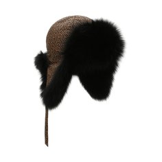 Пуховая шапка-ушанка с мехом Yves Salomon Enfant