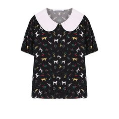 Блуза из вискозы с принтом и контрастным воротником Vivetta