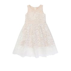 Платье-макси с кружевной отделкой и бантом на поясе Tadashi Shoji Kids