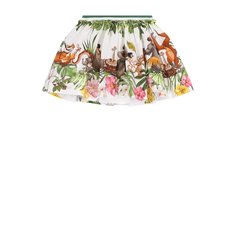 Хлопковая юбка свободного кроя с принтом Monnalisa