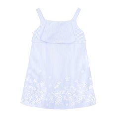 Мини-сарафан с вышивкой и оборкой на тонких бретельках Armani Junior