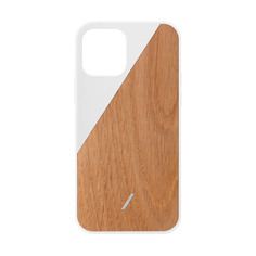 Чехол-накладка Native Union Clic Wooden для iPhone 12 Pro Max, поликарбонат, белый/дерево
