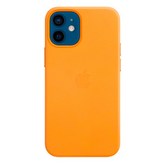 Чехол-накладка Apple Leather Case with MagSafe для iPhone 12 mini, кожа, золотой апельсин