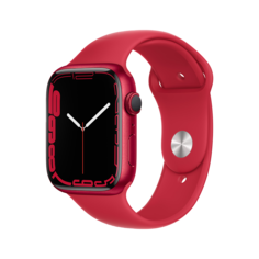 Apple Watch Series 7 GPS 45mm (корпус - красный, спортивный ремешок красного цвета, IP67/WR50)