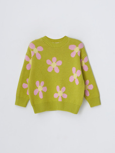 Вязаный джемпер с принтом для девочек (зеленый, 92) Sela
