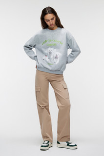 Свитшот oversize хлопковый с принтом Befree