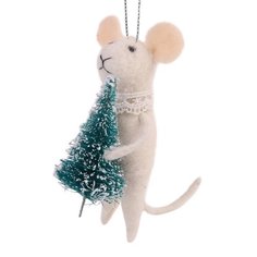 Новогоднее подвесное украшение Феникс-Презент Мышка с елочкой, 11,5 х 10 х 5 см